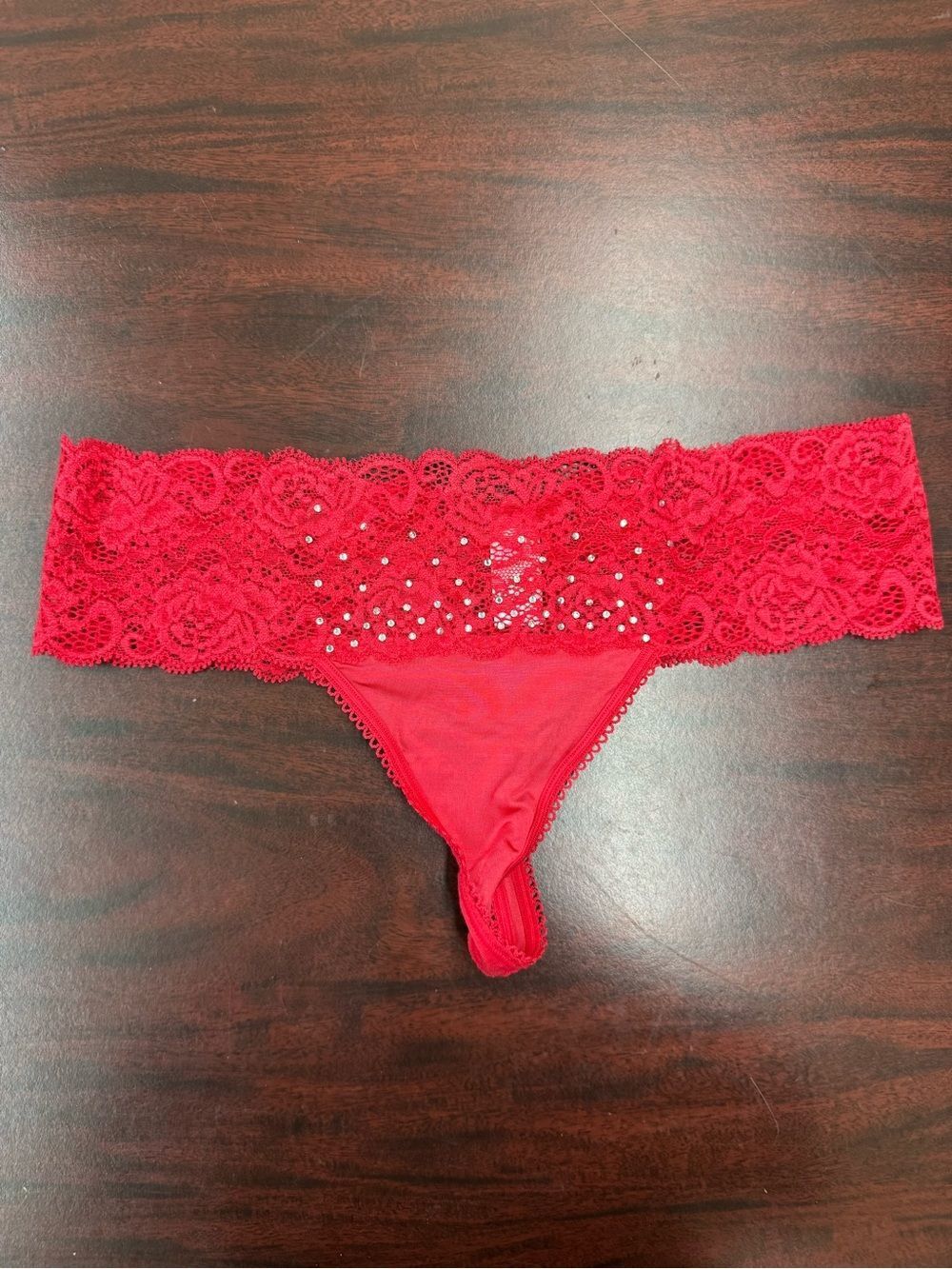 NWOT Victoria’s Secret Very Sexy Red Thong with Rhinestones Size Small